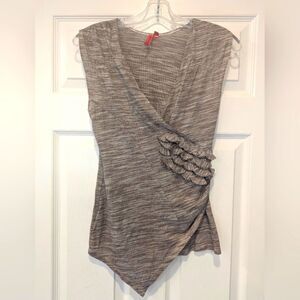 Anthropology One September Brown Wrapped Rushed Sleeveless Shirt Top Tank Boho P